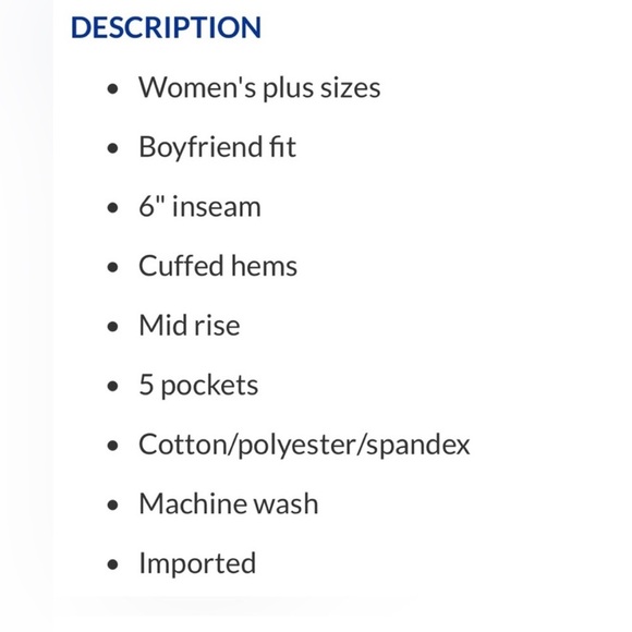 NWT Women's Plus Size Silver Boyfriend Mid Rise Short plus size 18 - Picture 4 of 8